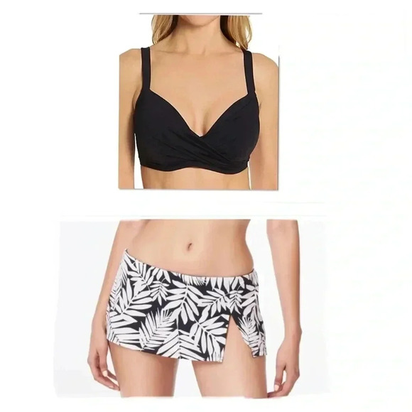 Bleu Rod Beattie Kore Underwire Cross Back Size 34D and Skirted Bottom Size 10 - Picture 1 of 11